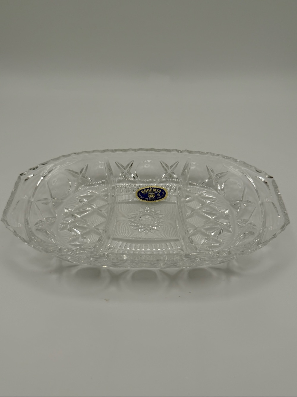 Vintage Bohemia Crystal Clear Glass Decorative Nut Bowl